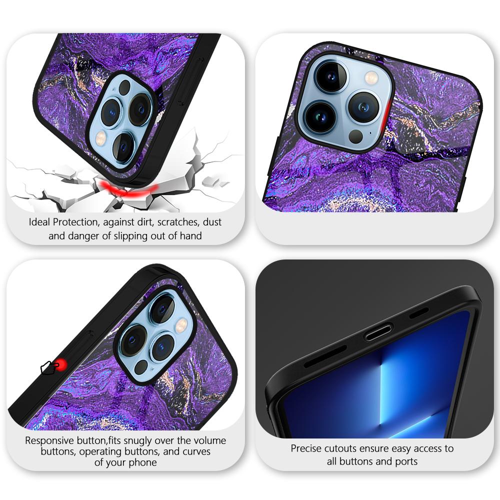 Фиолетовый мраморный чехол для телефона для Iphone 14 13 11 12 Pro Max Mini Xs Xr X 7 8 6s Plus Se 2022, задние чехлы из закаленного стекла