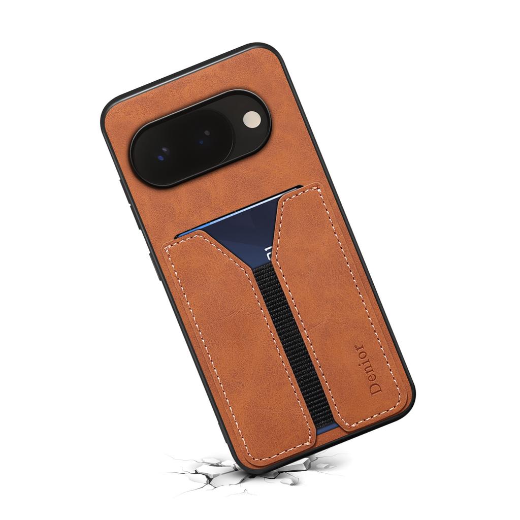 DENIOR For Google Pixel 10a Case Elastic Card Holder PU Leather + TPU + PC Phone Cover