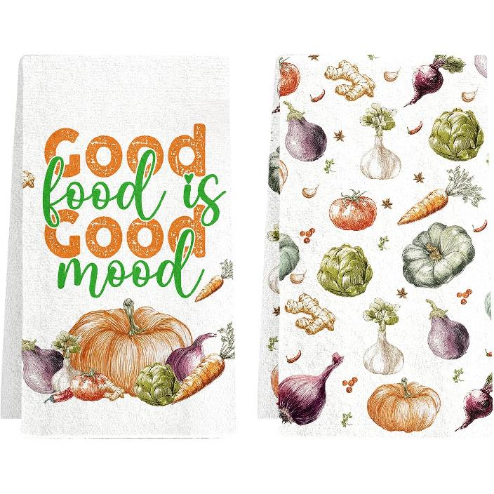 Black Cat Floral Kitchen Towels - Set of 2 Flower Cat Dish Towel for Kitchen Drying, Soft Absorbent Cute Dish Towels Cats Spring, Black Cats Flower