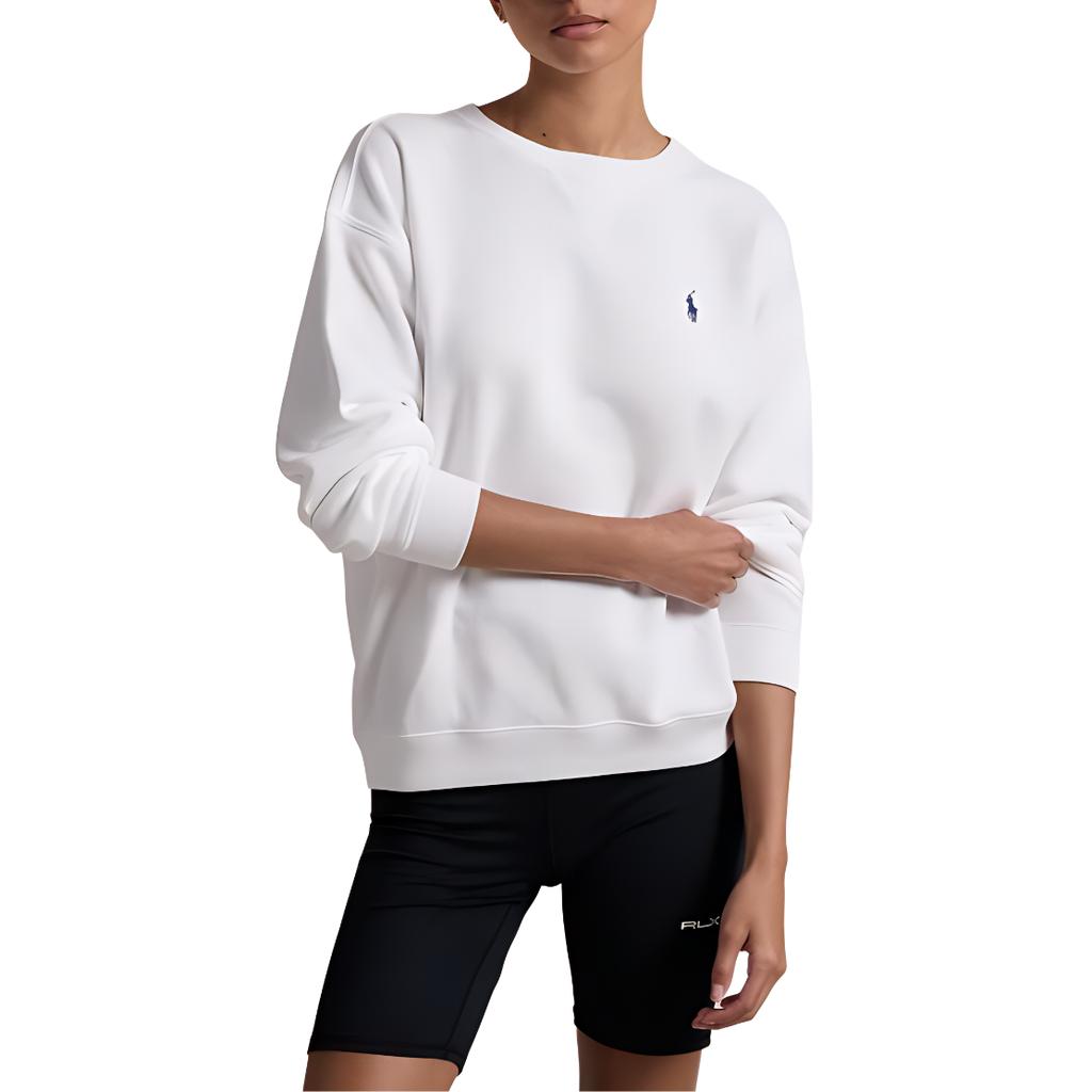 Polo Ralph Lauren Ss24 Logo Embroidered Loose Fit Crew Neck Long Sleeve Sweatshirt Women Sweatshirt White WMPOKNINFB20700-100