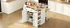 Extendable Dining Area Kitchen Island with Adjustable Shelves and Drawers, with Power Strips and Two Chairs, Ideal for Kitchen and Dining Room (White)