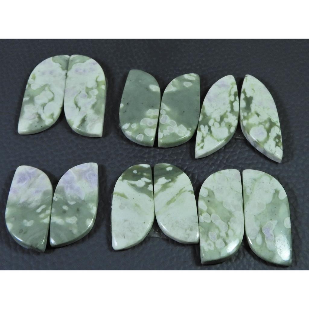25-30 MM Natural Peace Jade Matched Pair Fancy Cabochon Gemstone 6 Pair Lot C-768