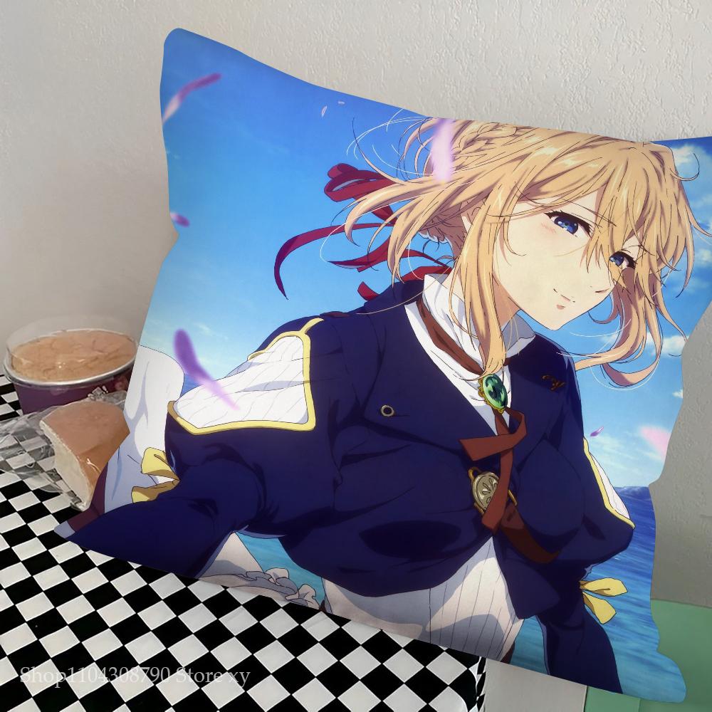 Фиолетовый Вечный Сад Анимационный Фильм Наволочка Квадратная Подушка Спальня Диван Досуг Комфорт Подушка Автомобиль Гостиная Домашнее Украшение