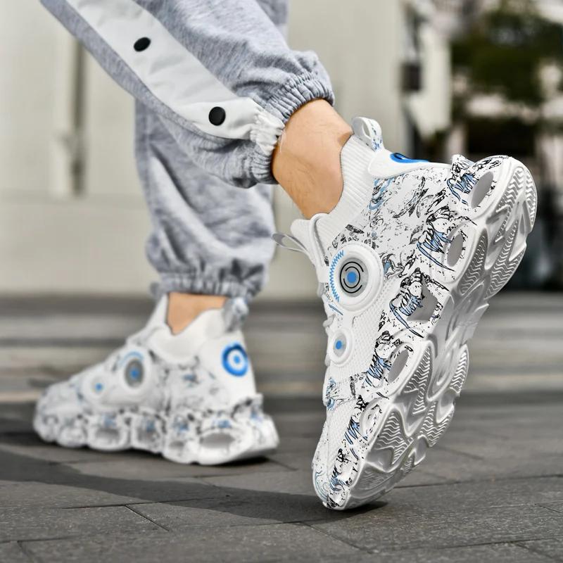 Модная мужская спортивная и повседневная обувь Fly Woven Breathable Blade Shoe High Elastic Running Shoes Large Size Non-Slip Men Basketball Shoes