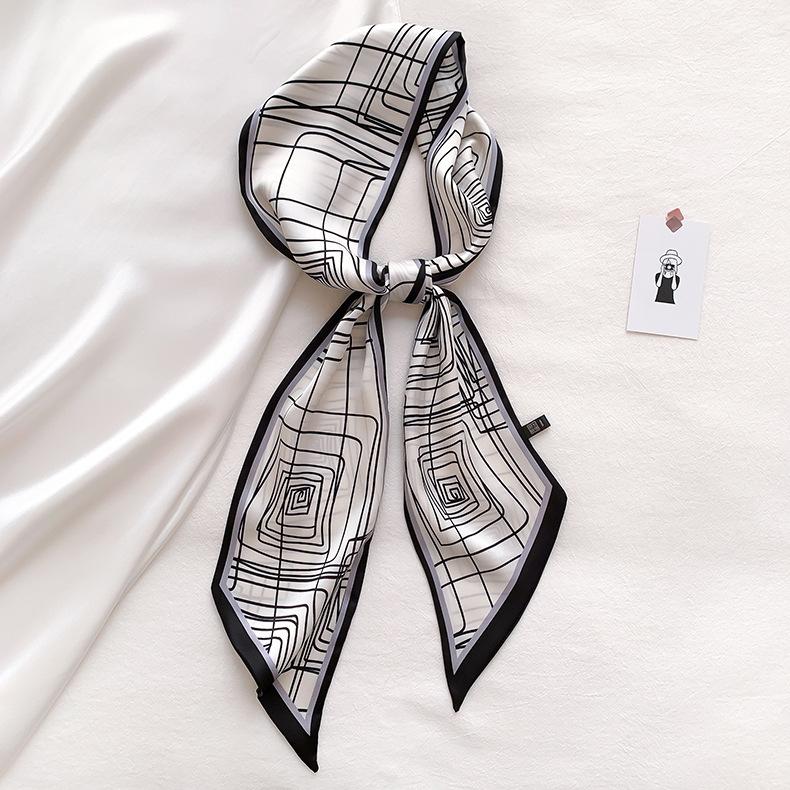 Длинный шейный платок, узкие ленты для волос, шарф, женские модные повязки на голову, шейные платки, напечатанная повязка на голову, симпатичные женские шарфы-сумки 14x145 см