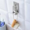 2-piece Stainless Steel Toothbrush Holder - Wall-Mounted, No-Drill Installation, Multi-functional Bathroom Storage Rack