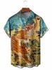 Рубашка с тигровым принтом Алоха, короткая, яркая, летняя, гавайская, большого размера [syatu032-L], Рукав, Стиль якудза/янки, Наряд, Фестиваль/Фейерверк, Мужская мода,