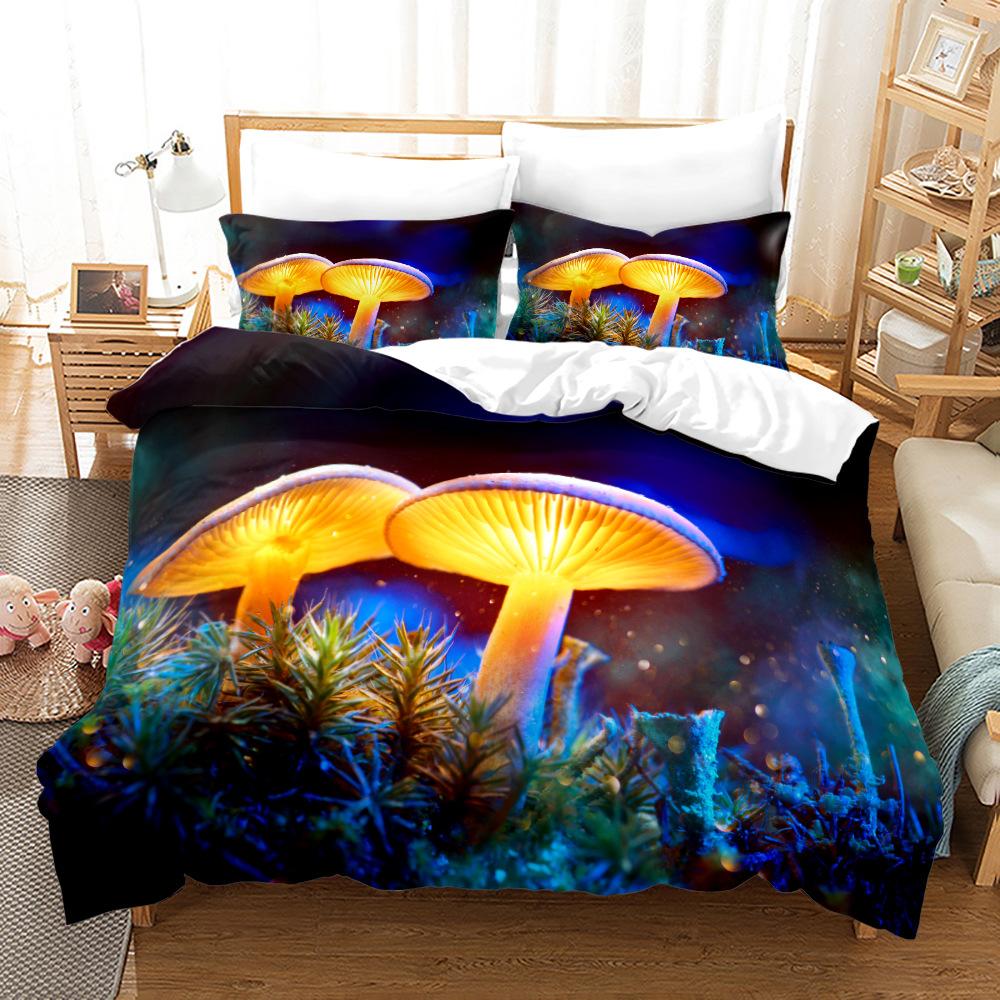 Dreamy Elf World Bedding Set Magic Mushroom Quilt Cover Pillowcase 2/3pcs King Queen Bed Cover Single Double Bed Home Textile