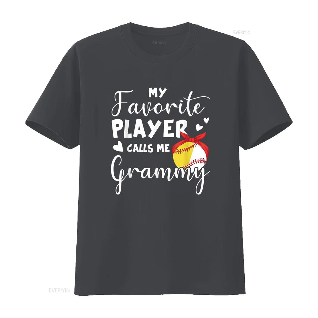 My Favorite Player Calls Me Grammy Softball Baseball T Shirt vintage Washed fashion Stretched streetwear Casual