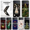 Snow Merry Christmas Case For Samsung Galaxy Z Flip 3 4 5G Black Hard PC Phone Housing Z Flip4 Luxury Segmented Cover