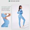 Бесшовный женский комплект для йоги, 3/5 шт., спортивная одежда для тренировок, одежда для спортзала, укороченный топ с длинными рукавами для фитнеса, леггинсы с высокой талией, спортивные костюмы