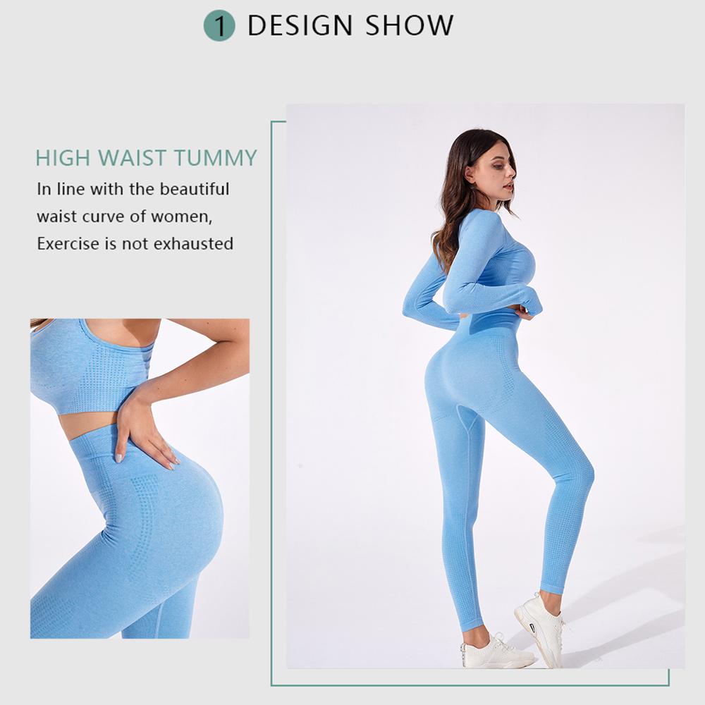 Бесшовный женский комплект для йоги, 3/5 шт., спортивная одежда для тренировок, одежда для спортзала, укороченный топ с длинными рукавами для фитнеса, леггинсы с высокой талией, спортивные костюмы