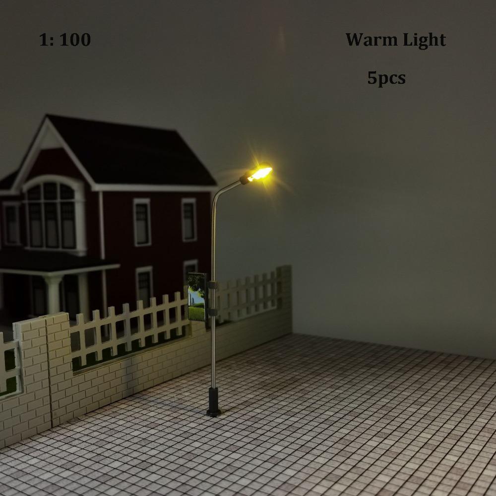 5pcs 3V Miniature Street Lamp Model Stainless Steel Model Making Led Light Table Scene Layout Kits