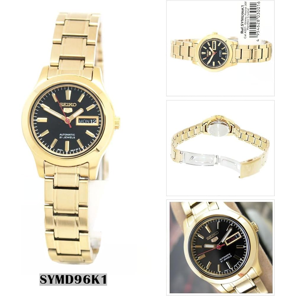 Женские часы Seiko 5 SYMD96K1 Золотые Нержавеющая сталь Аналоговые Часы