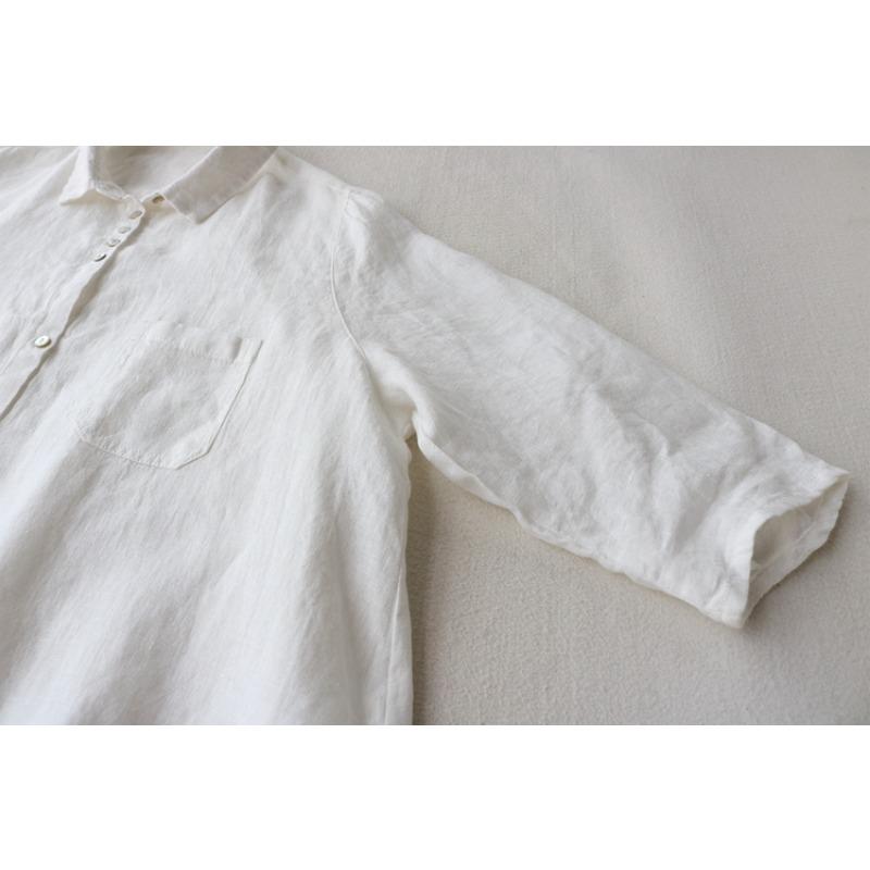 Свободное литературное женское платье-рубашка с рукавами-семью точками и лацканами большого размера