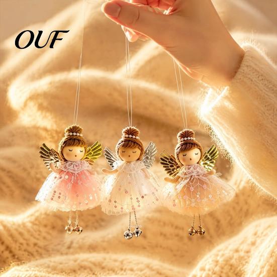 Angel Doll Christmas Tree Ornaments Ornaments, Cute Plush Pendant with Small Gift Box Hanging Accessories Bell for Tree, Holiday Home Party