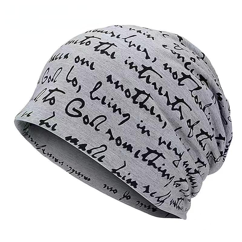 Хип-хоп шапки Skullies с буквенным принтом, мужская готическая шляпа, тонкая осенняя уличная одежда, женская хлопковая зимняя ночная шапка, повязка на голову