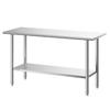 Stainless Steel Work Table, 61x152 cm Food Prep Table, Commercial Kitchen Workstation with Adjustable Undershelf, Metal Heavy Duty Utility Worktable,