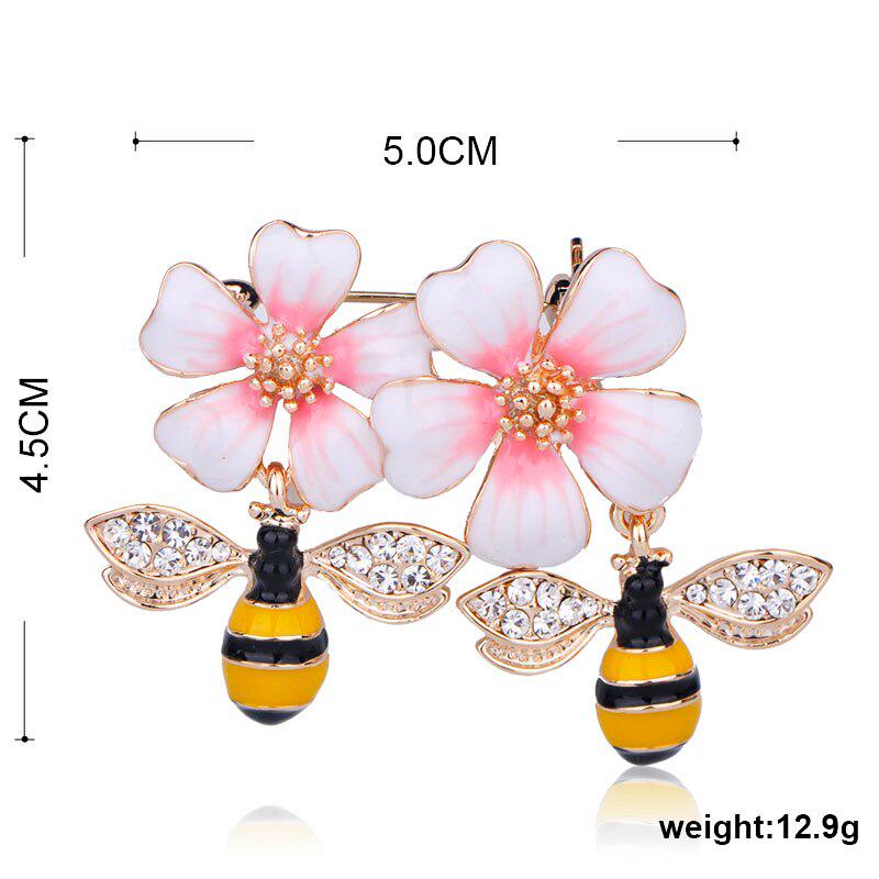 Blucome Latest Delicate Bee Flower Shape Enamel Brooches Jewelry For Women Kids Hat Suit Coat Costume Accessories Crystal Pins