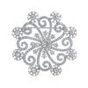 Frozen Winter Swirl Holiday Party CZ Cubic Zirconia Scarf Christmas Statement Snowflake Brooch Pin for Women Silver Plated "Big Brass"