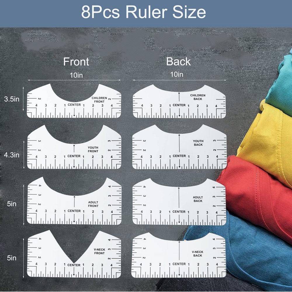 Руководство по линейке для футболок, 8 шт., для инструмента для выравнивания и центрирования Viny для термопресса или Cricut