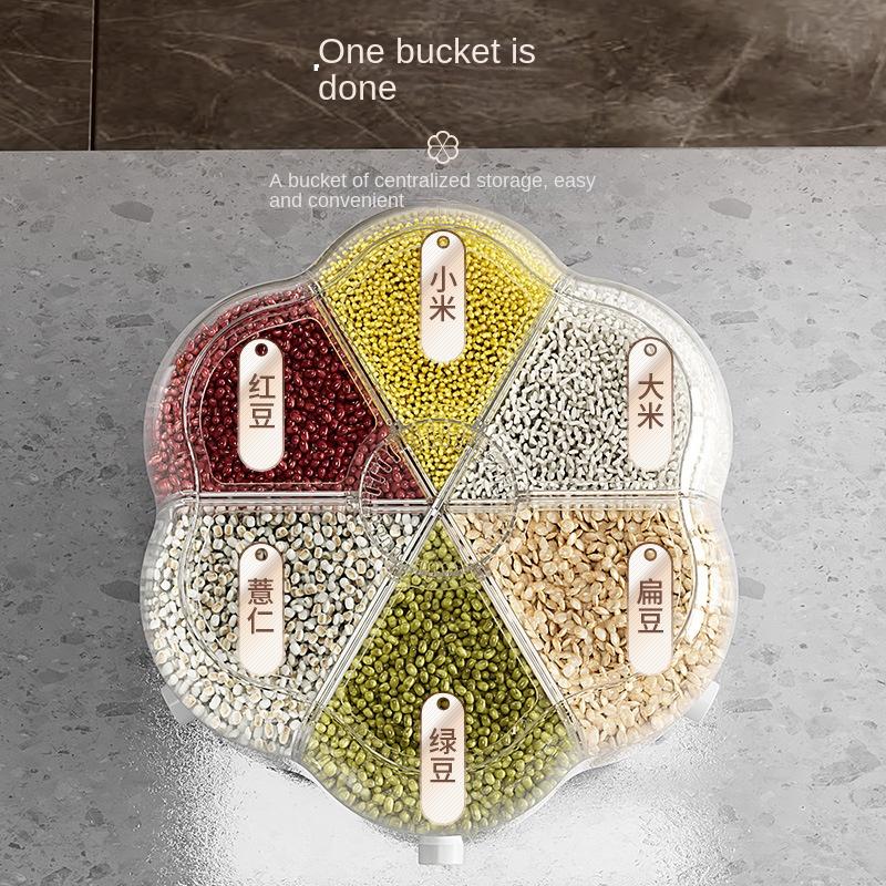 Роторный дозатор зерна с 6 отделениями, контейнер для хранения зерна, кухонная организация и хранение, кухонные аксессуары