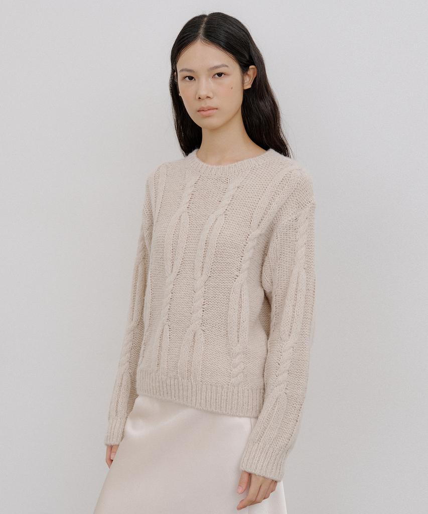 OCTETTE Loose Cable Pull-Over Knit_3Color