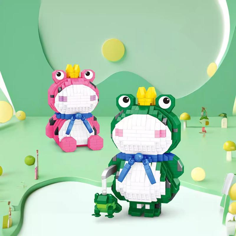 Новый лягушачий принц собранные строительные блоки микрочастицы DIY подарок 7645A-7646A лягушка мультфильм милый орнамент