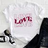 (Asian Size) Tee Top Fashion T Shirt Watercolor Love Heart Trend Cute Women Print Lady Female  Clothing Casual Short Sleeve Graphic T-shirt