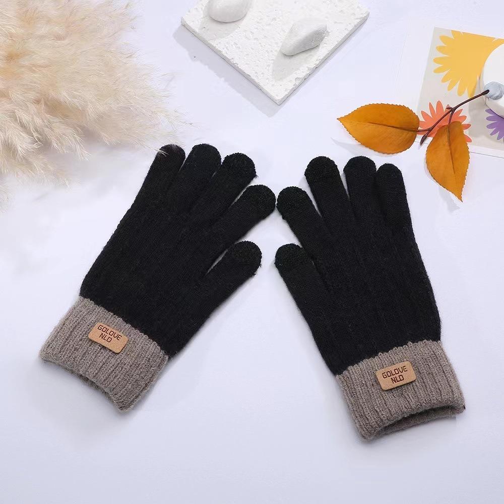 Anti slip Winter Gloves Touchscreen Women Gloves Vintage Warm Mittens  Outdoor Riding
