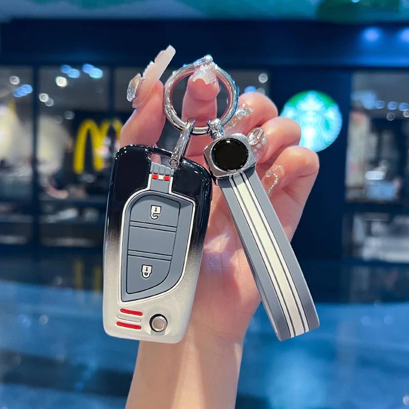 VCA2 Car Key Case For Toyota Prius Camry Corolla C-HR CHR RAV4 Prado Izoa Levin Avalon 2018 -2024 Car Shell Cover Alloy silica gel