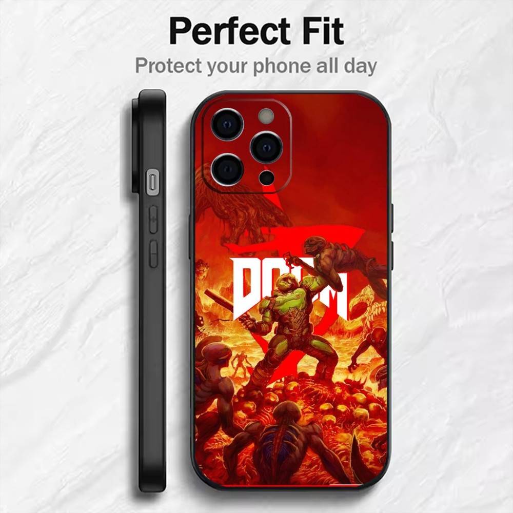 Игровой чехол для телефона D-DOOM с принтом для iPhone 17, 16, 15, 14, 13, 12 Plus, Max, черный, из мягкого силикона