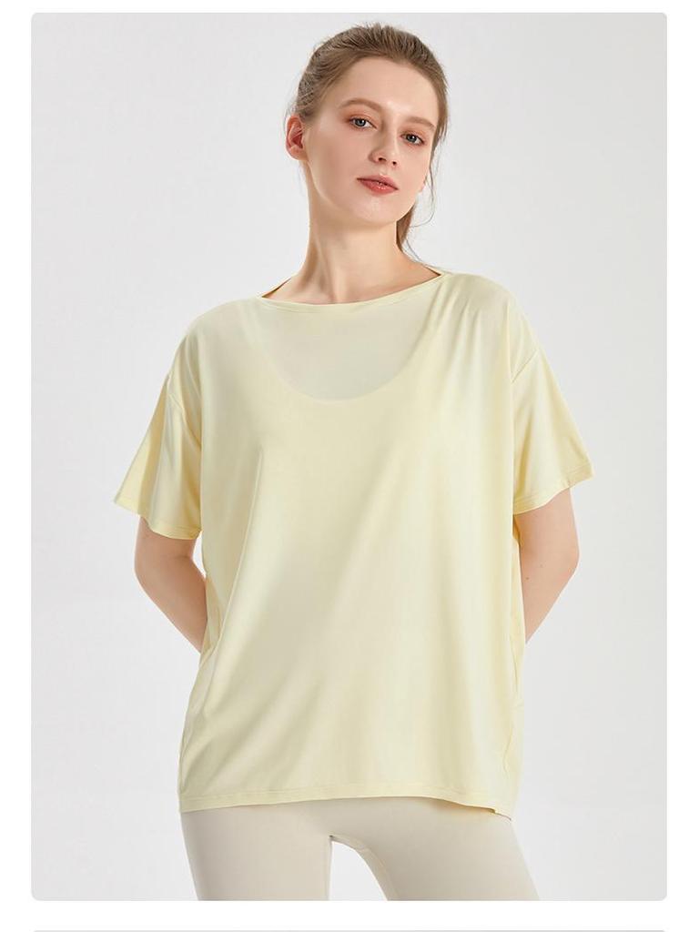 LAHN Женский спортивный топ из ледяного шелка, быстросохнущий, с защитой от солнца, свободный, облегающий, с коротким рукавом