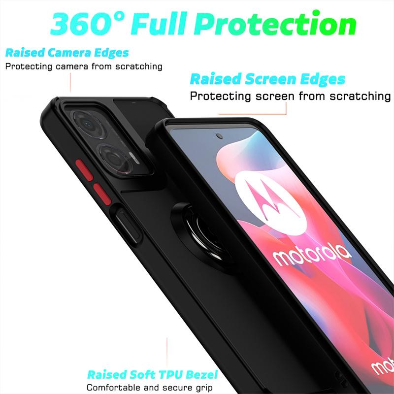 Матовый бронированный чехол для Motorola Moto G35 G55 G85 5G G04 G04S G24 G34 G54 G84 Edge 50 Pro E14 Чехол с кольцом-подставкой Coque Fundas