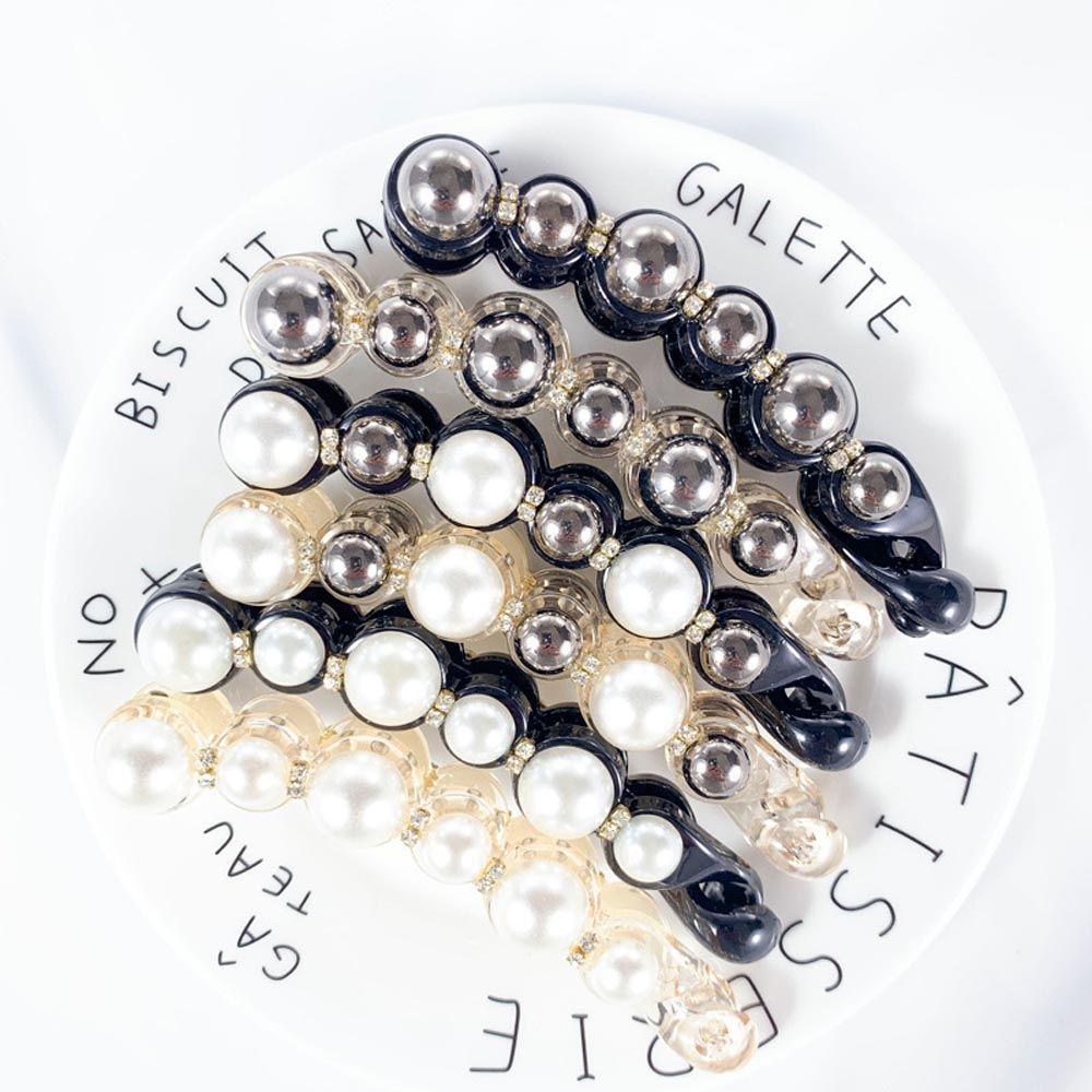 Crabs Crystal Pearl Hairpins Ponytail Holder Vertical Clamp Korean Hair Clips Women Banana Clips