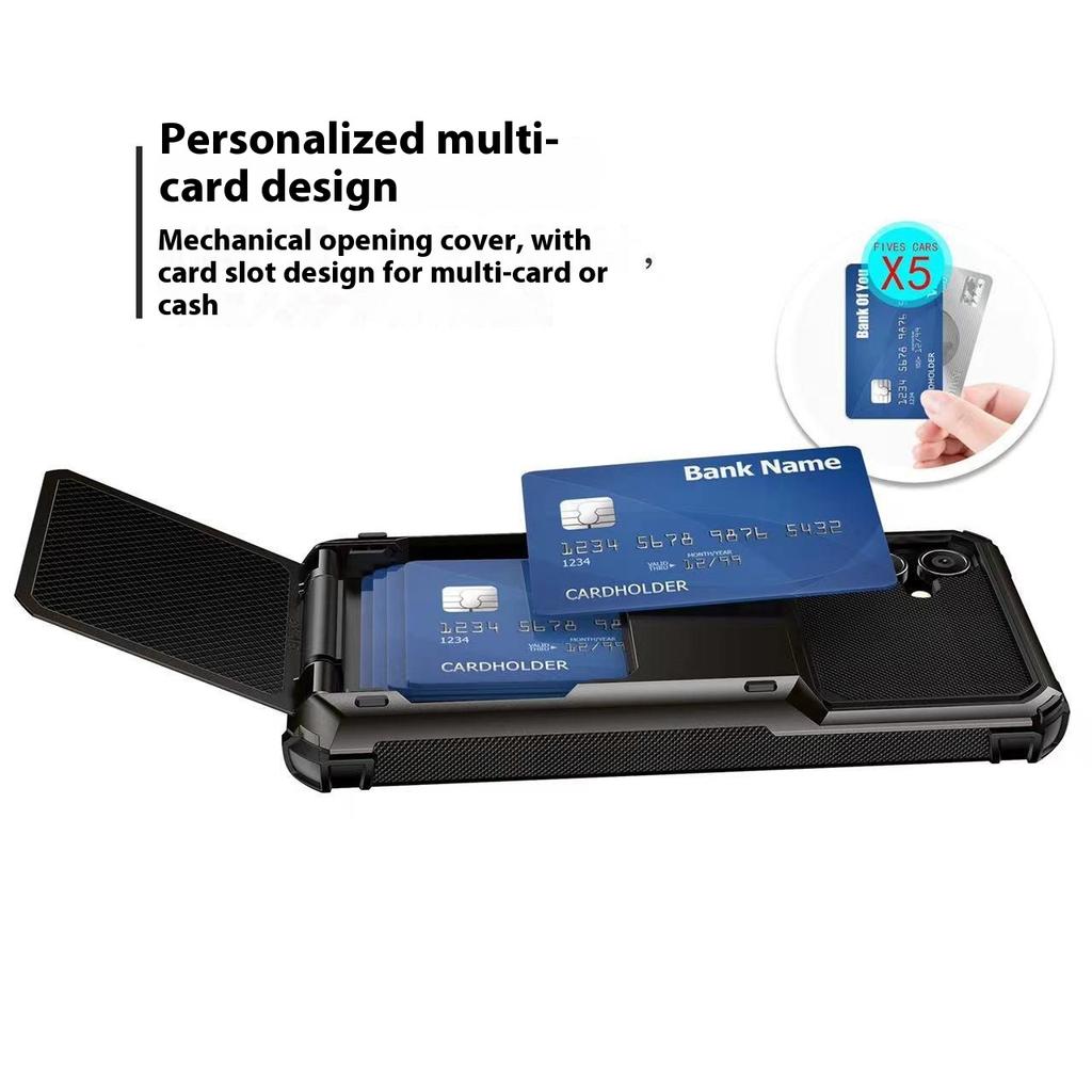 Чехол для Samsung Galaxy A56 5G PC+TPU Двухслойная Задняя Крышка для Телефона с Держателем для Карт