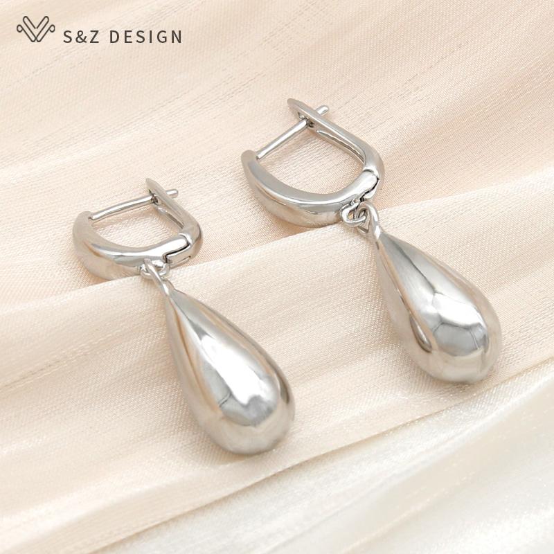 Модные элегантные серьги цвета розового золота с каплями воды, металлические висячие серьги, ожерелье, комплекты ювелирных изделий для женщин, свадебный подарок