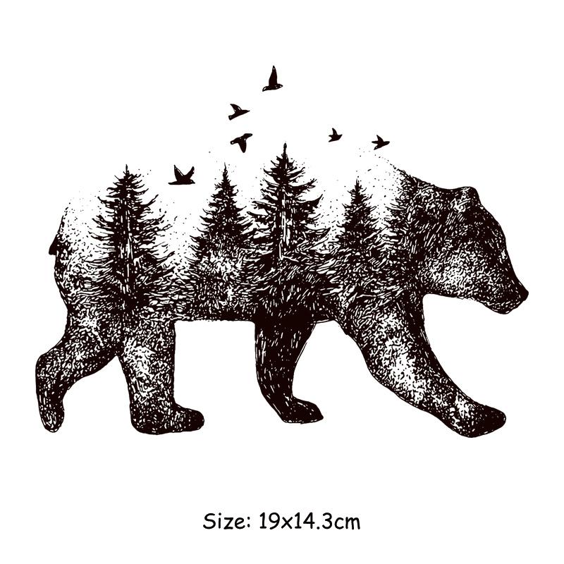 Cool Bears Patch For Clothes Animal Pirnt Clothes Stickers Diy Parches Ropa T-Shirt Hoodies Heat Press Appliqued Iron On Patches
