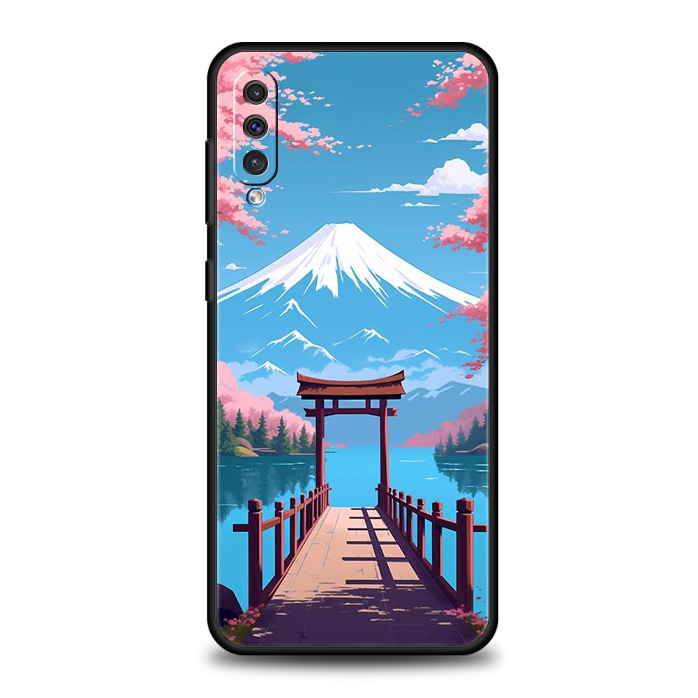 Япония Гора Фудзи Картина Цветение сакуры Чехол для телефона Для Samsung A56 A36 A26 A34 A17 A16 A06 A14 A12 A54 A72 A52 A50 A40 A32Чехол