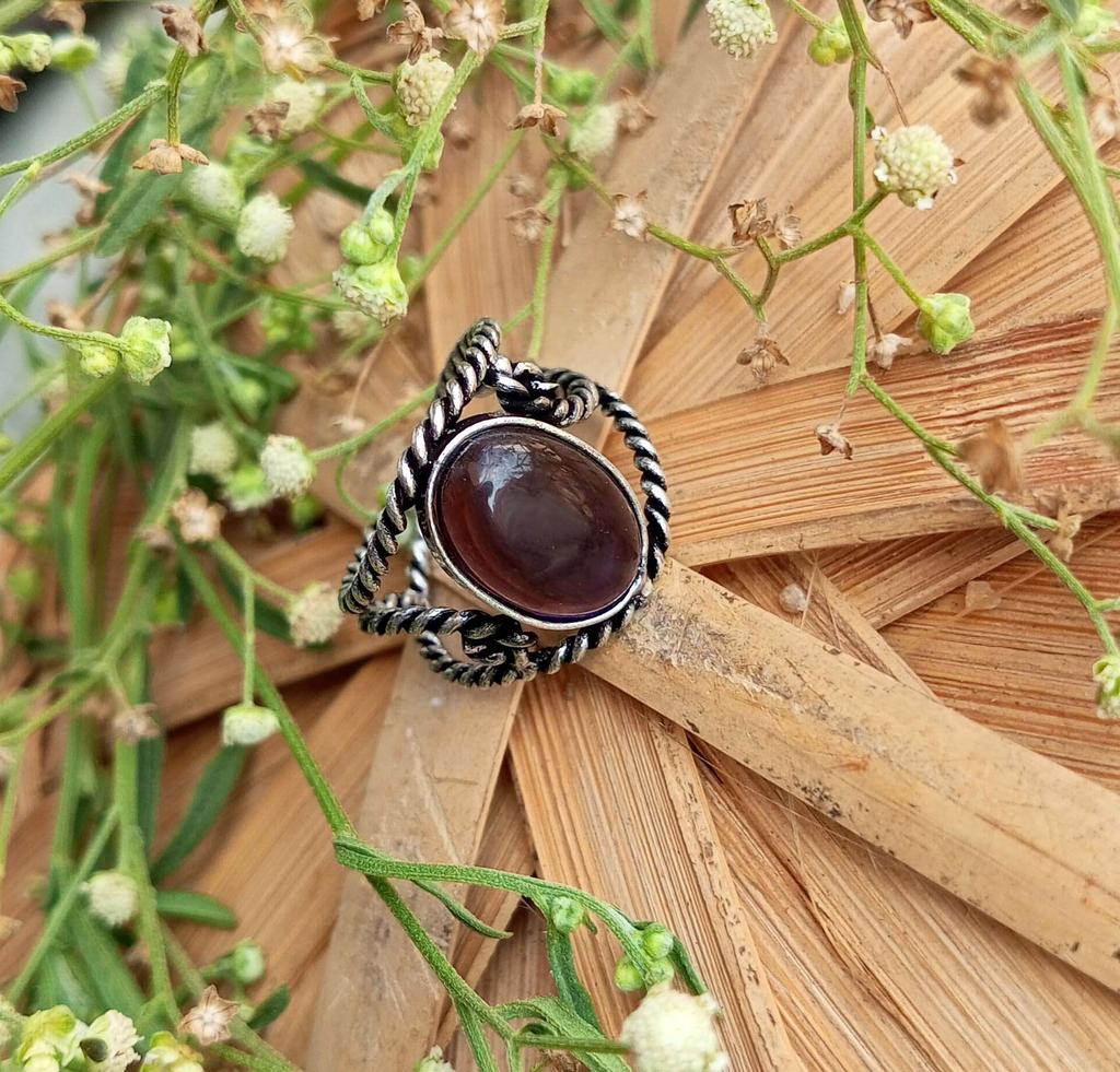 Amethyst Gemstone 925 Sterling Silver Plated Adjustable Ring Jewelry NST-J2H23305