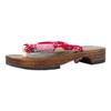 Geta Wooden Made of Burnt Paulownia Wood with Brown Base and Fabric Straps for Women [KYOETSU] (Japanese Clogs) Japanese-made (M, 22)