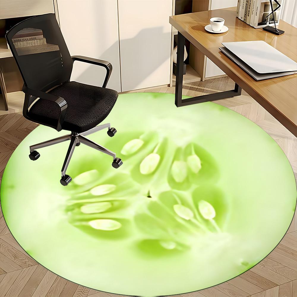 1pc Cucumber Slice Office Round Area Rug, Indoor Mat Suitable For Office, Under Office Chairs Bedroom Living Room Home Decor, Room Deco