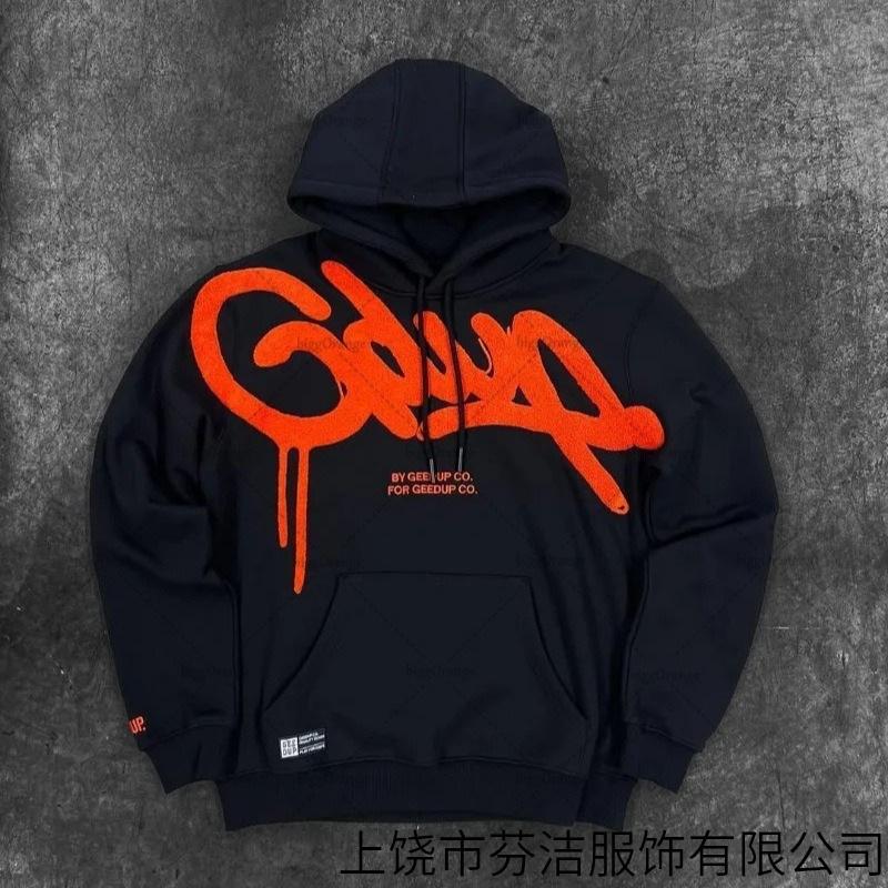European and American trendy brand letter 3D printing street hoodie men's and women's high street hip hop casual loose pullover sweater