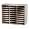 Wood Literature Organizer File Sorter Paper Storage Holder 27 Slots Grey