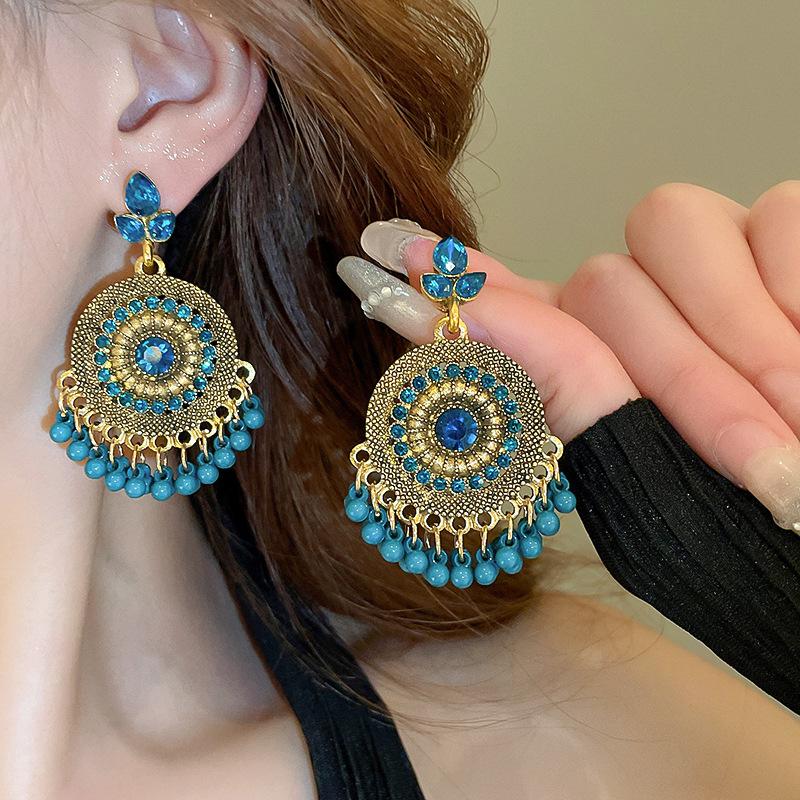GemChic женские новые винтажные красочные серьги-гвоздики с бахромой из горного хрусталя и каплями воды в этническом стиле на день рождения, подарок на Рождество