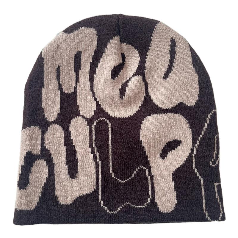 Hot Sell Customized Adult Fashion Printing Soft Winter Hat Knitted With Letters for Men and Women