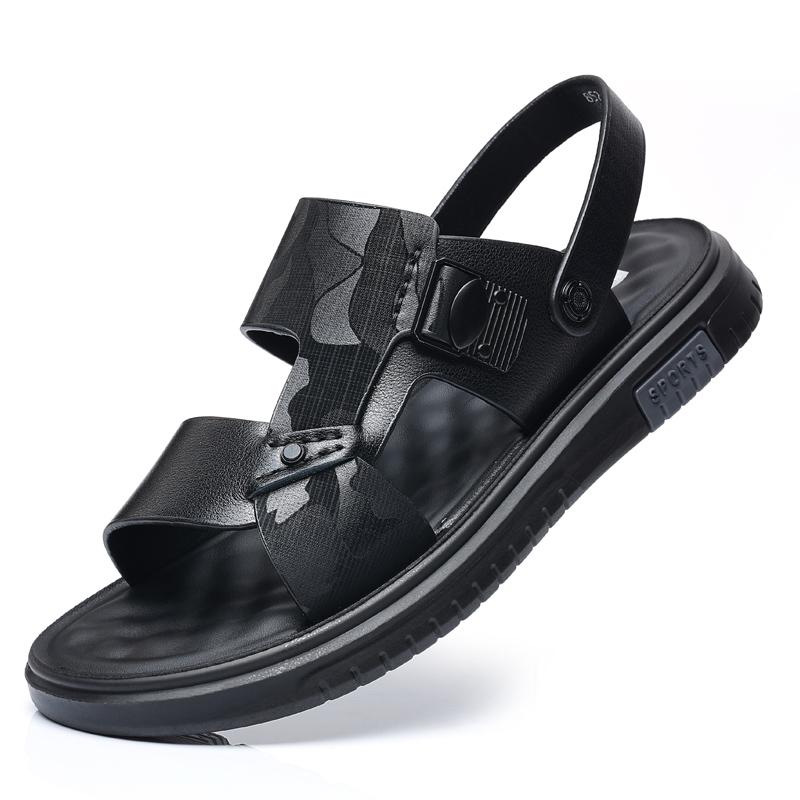 Fashion2024 Genuine Leather Sandals Men Soft Comfortable Summer Sandals Open Shoes Non Slip Outdoor Beach Sandal Fashion Men's Sandal