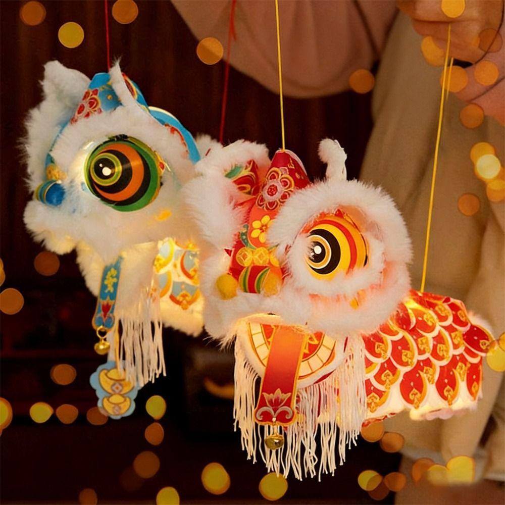 DIY Material Package New Year Lion Dance Lantern with Tassel Waterproof Ancient New Year Lantern Hanging Ornament