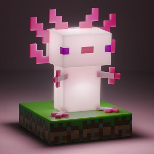 Официально лицензированный настольный светильник-аксолотль из Minecraft от Paladone, отдельно стоящий элемент декора игровой комнаты и коллекционный ночник, подарочный аксессуар для мальчиков и девочек