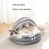 Cat Litter Bed Soft Semi Enclosed Cat Bed and Cozy with Plush Ball Kitten Cave Beds Removable Cute Cartoon Pet Sleep Accessories